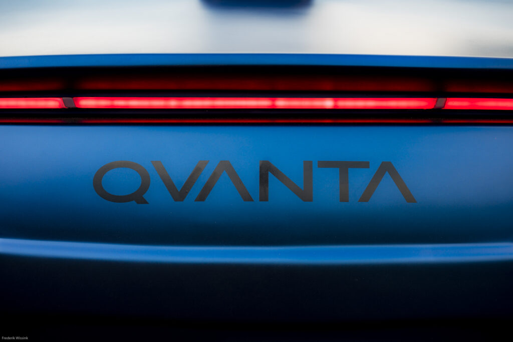 Detail of the rear of the Quanta EV showing the tail lights.