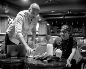 musician and producer collaborate on a new song