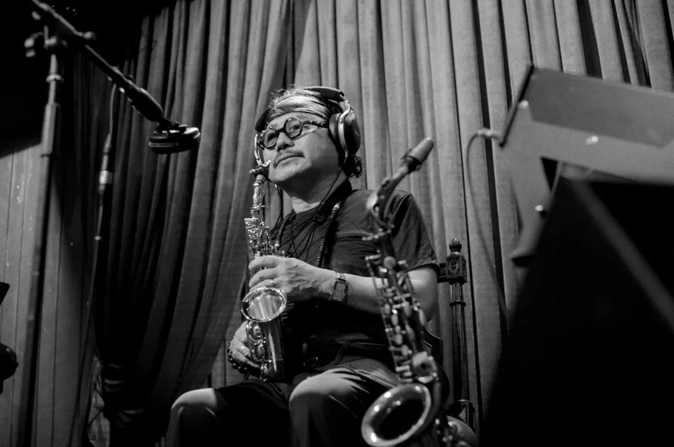 Tran Manh Tuan plays the saxophone